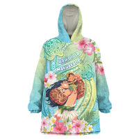 Personalised Hawaii Father's Day Wearable Blanket Hoodie Happy Father And Child