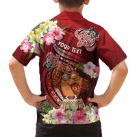 Personalised New Zealand Father's Day Family Matching Off Shoulder Short Dress and Hawaiian Shirt Happy Father And Child