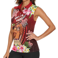 Personalised New Zealand Father's Day Women Sleeveless Polo Shirt Happy Father And Child