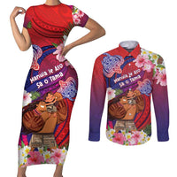 Personalised Samoa Father's Day Couples Matching Short Sleeve Bodycon Dress and Long Sleeve Button Shirt Happy Father And Child