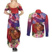 Personalised Samoa Father's Day Couples Matching Summer Maxi Dress and Long Sleeve Button Shirt Happy Father And Child