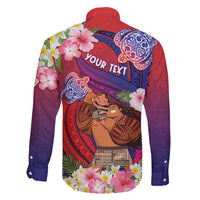 Personalised Samoa Father's Day Family Matching Off Shoulder Short Dress and Hawaiian Shirt Happy Father And Child