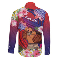 Personalised Samoa Father's Day Family Matching Short Sleeve Bodycon Dress and Hawaiian Shirt Happy Father And Child