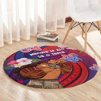 Samoa Father's Day Round Carpet Happy Father And Child