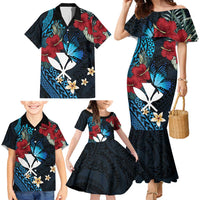 Hawaii Butterfly Family Matching Mermaid Dress and Hawaiian Shirt Kanaka Maoli Mix Hibiscus