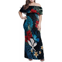 Hawaii Butterfly Family Matching Off Shoulder Maxi Dress and Hawaiian Shirt Kanaka Maoli Mix Hibiscus