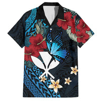 Hawaii Butterfly Family Matching Off Shoulder Short Dress and Hawaiian Shirt Kanaka Maoli Mix Hibiscus