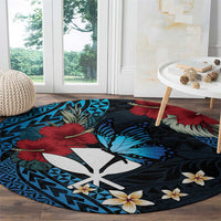 Hawaii Butterfly Round Carpet Kanaka Maoli Mix Hibiscus
