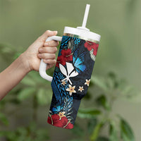 Hawaii Butterfly Tumbler With Handle Kanaka Maoli Mix Hibiscus
