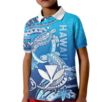 Hawaii Kid Polo Shirt Turtle With Hammerhead Shark Oceanic DT04 Kid Blue - Polynesian Pride