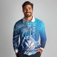 Hawaii Long Sleeve Polo Shirt Turtle With Hammerhead Shark Oceanic DT04 - Polynesian Pride