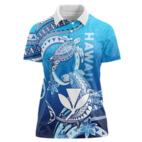Hawaii Women Polo Shirt Turtle With Hammerhead Shark Oceanic