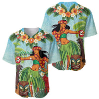 Hawaii Lei Day Baseball Jersey Hula Girl With Tropical Forest