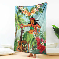 Hawaii Lei Day Blanket Hula Girl With Tropical Forest