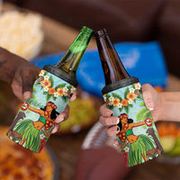 Hawaii Lei Day 4 in 1 Can Cooler Tumbler Hula Girl With Tropical Forest