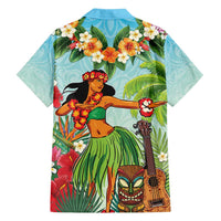 Hawaii Lei Day Family Matching Off Shoulder Maxi Dress and Hawaiian Shirt Hula Girl With Tropical Forest