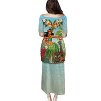 Hawaii Lei Day Family Matching Puletasi and Hawaiian Shirt Hula Girl With Tropical Forest