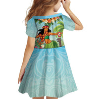 Hawaii Lei Day Family Matching Short Sleeve Bodycon Dress and Hawaiian Shirt Hula Girl With Tropical Forest