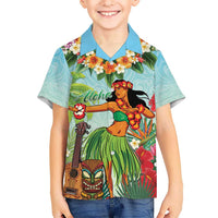 Hawaii Lei Day Kid Hawaiian Shirt Hula Girl With Tropical Forest