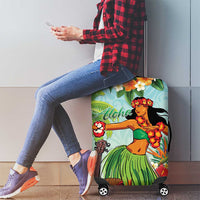 Hawaii Lei Day Luggage Cover Hula Girl With Tropical Forest