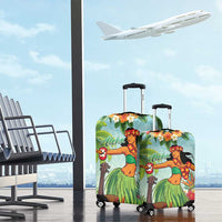 Hawaii Lei Day Luggage Cover Hula Girl With Tropical Forest