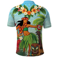 Hawaii Lei Day Polo Shirt Hula Girl With Tropical Forest