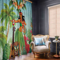 Hawaii Lei Day Window Curtain Hula Girl With Tropical Forest DT04 - Polynesian Pride