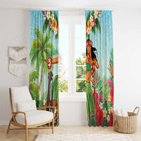 Hawaii Lei Day Window Curtain Hula Girl With Tropical Forest DT04 - Polynesian Pride