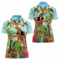 Hawaii Lei Day Women Polo Shirt Hula Girl With Tropical Forest DT04 - Polynesian Pride