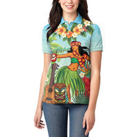 Hawaii Lei Day Women Polo Shirt Hula Girl With Tropical Forest DT04 - Polynesian Pride