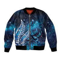 New Zealand Matariki Bomber Jacket Maori Koru Mix Silver Fern DT04 Unisex Blue - Polynesian Pride