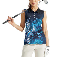 New Zealand Matariki Women Sleeveless Polo Shirt Maori Koru Mix Silver Fern