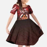 Personalised New Zealand Mother's Day Family Matching Short Sleeve Bodycon Dress and Hawaiian Shirt I Love You Mom DT04 Daughter's Dress Red - Polynesian Pride