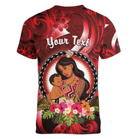 Personalised New Zealand Mother's Day Women V-Neck T-Shirt I Love You Mom