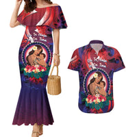 Personalised Samoa Mother's Day Couples Matching Mermaid Dress and Hawaiian Shirt I Love You Mom