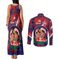 Personalised Samoa Mother's Day Couples Matching Tank Maxi Dress and Long Sleeve Button Shirt I Love You Mom