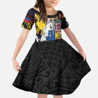 Filipinos Lapu-Lapu Hero Philippines Family Matching Off The Shoulder Long Sleeve Dress and Hawaiian Shirt Hibiscus Flowers Style