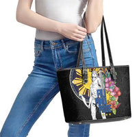 Filipinos Lapu-Lapu Hero Philippines Leather Tote Bag Hibiscus Flowers Style