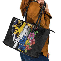 Filipinos Lapu-Lapu Hero Philippines Leather Tote Bag Hibiscus Flowers Style