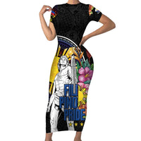 Filipinos Lapu-Lapu Hero Philippines Short Sleeve Bodycon Dress Hibiscus Flowers Style