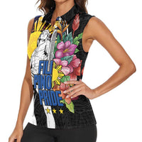 Filipinos Lapu-Lapu Hero Philippines Women Sleeveless Polo Shirt Hibiscus Flowers Style