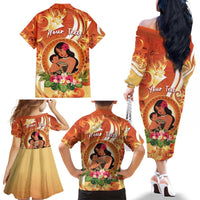 Personalised Tonga Mother's Day Family Matching Off The Shoulder Long Sleeve Dress and Hawaiian Shirt I Love You Mom