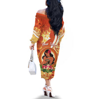 Personalised Tonga Mother's Day Family Matching Off The Shoulder Long Sleeve Dress and Hawaiian Shirt I Love You Mom