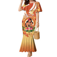 Personalised Tonga Mother's Day Mermaid Dress I Love You Mom DT04 Women Orange - Polynesian Pride