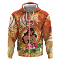 Personalised Tonga Mother's Day Zip Hoodie I Love You Mom DT04 Zip Hoodie Orange - Polynesian Pride