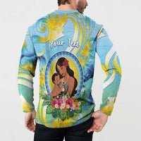 Personalised Fiji Mother's Day Button Sweatshirt I Love You Mom DT04 - Polynesian Pride