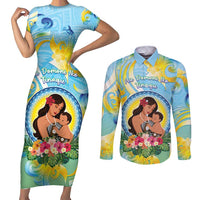 Personalised Fiji Mother's Day Couples Matching Short Sleeve Bodycon Dress and Long Sleeve Button Shirt I Love You Mom