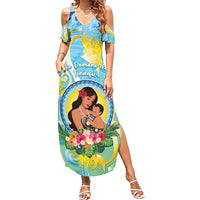 Personalised Fiji Mother's Day Family Matching Summer Maxi Dress and Hawaiian Shirt I Love You Mom
