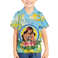 Personalised Fiji Mother's Day Kid Hawaiian Shirt I Love You Mom DT04 Kid Blue - Polynesian Pride