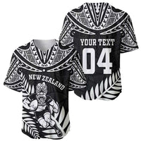 Custom New Zealand Rugby Baseball Jersey Silver Fern Maori Pattern